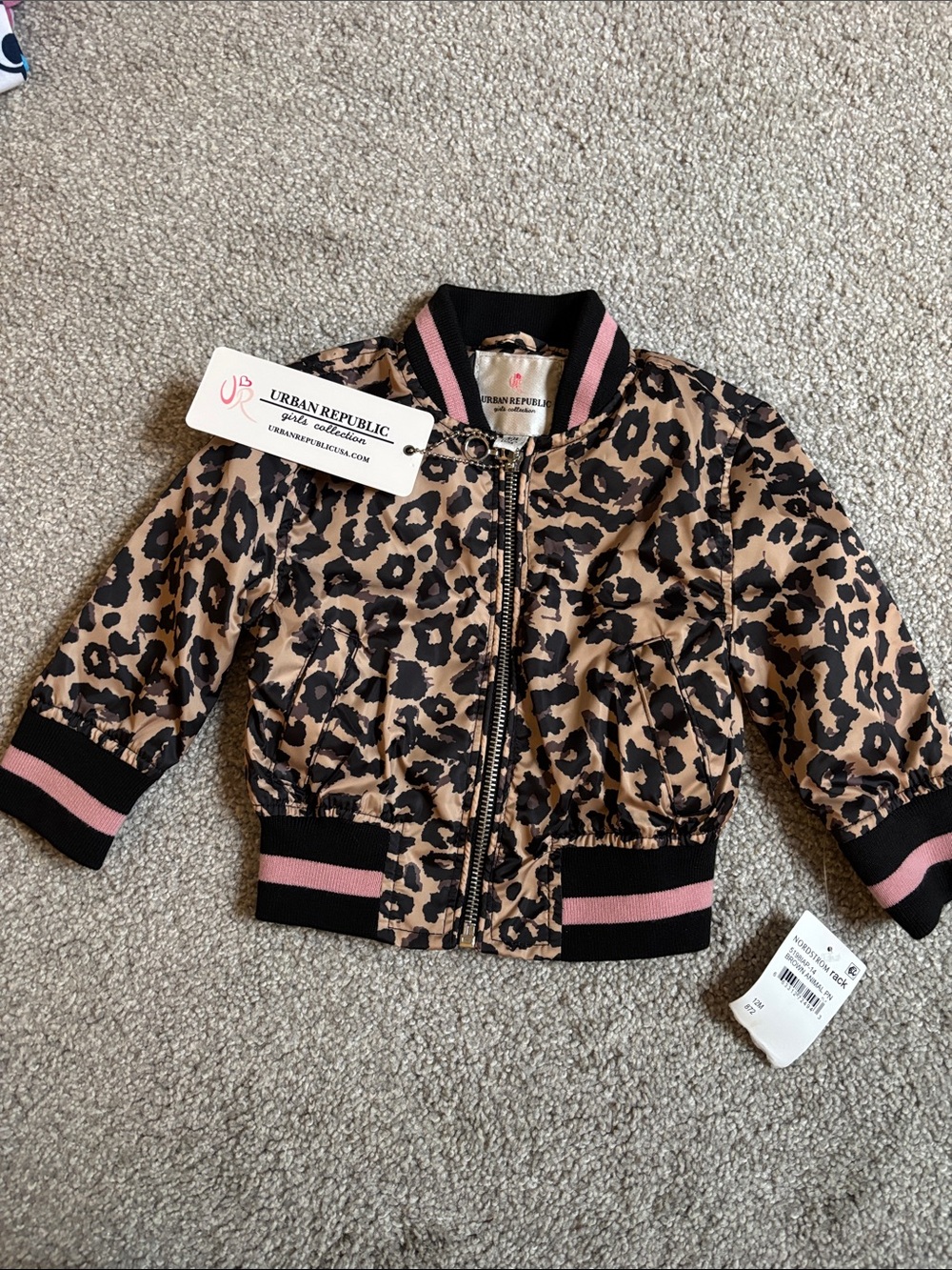 Urban Republic Pink & Black Leopard Print Bomber Jacket